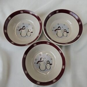 Set Of 3 Royal Seasons Snowman Christmas Cereal/Soup Bowl